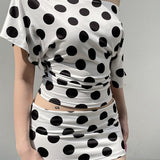 Batwing Sleeve Dot Top Two Pieces Set