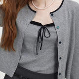 Knit Bow Cami Twinset Cardigan