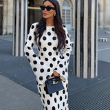 Chic Polka Dot Bell Sleeve Maxi Dress