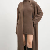 Knit Tank Dress Fitted Long Cardigan Two Piece Set