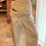 High Waist Printed Patchwork Jeans