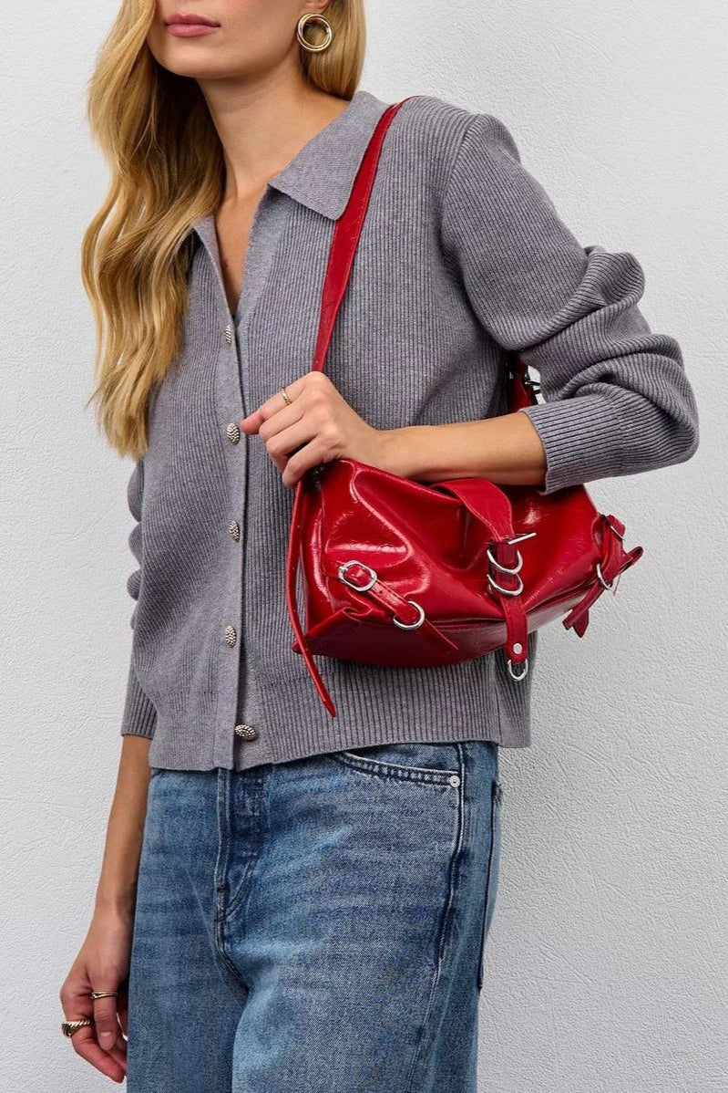 Single Button V-Neck Knit Sweater