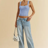 Chic Polka Dot Bustier Sleeveless Tank Top