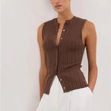 Sleeveless Cropped Knit Cardigan