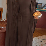 Elegant Backless Sash Sheer Shawl Two Piece Set