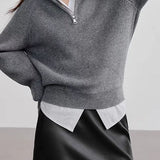 Half Zip Textured Knit Sweater
