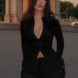 Stylish Solid Stand Collar Zipper Slim Long Sleeve Skirt Set