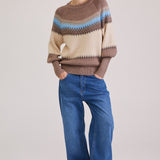 Patchwork Crew Neck Knit Sweater