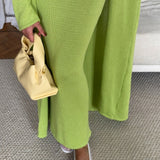 Solid V Neck Cotton Knit Bodycon Two Piece Set