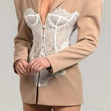 Slim High Waist Lace Blazer