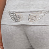 Solid Sequin Wing Graphic Relaxed Hoodie