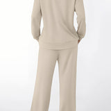 Chic Pocketed Drawstring Solid Casual Two Piece Set