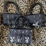 Y2K Gothic Metal Punk Pin Small Spider Rabbit Decorate Messenger Bag