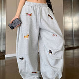 Street Style Embroidered Baggy Pants