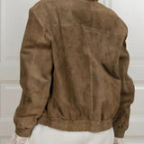 Suede Lapel Single-Breasted Jacket