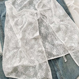 White Lace Apron Skirt with Tie Versatile Half Skirt