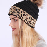 Leopard Print Slouchy Knit Beanie Hat