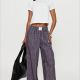 Colorblock Striped Wide-Leg Relaxed Pants