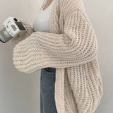 Chic Oversized Lantern Sleeve Cardigan