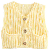 Sleeveless Cropped Knit Sweater Cardigan
