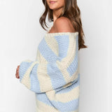 Off-shoulder Striped Sweater