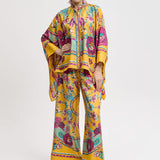 Fashionable Asymmetrical Print Top & Pants Set
