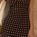 Polka Dot Color-Block V-Neck Bodycon Mini Dress