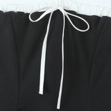 Contrast Bustier Lace-up Back Cocktail Dress