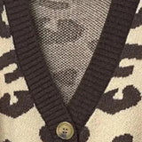 Leopard Knit Button Front Cardigan