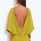 Chic Back Deep V Cowl Neck Loose Mini Dress