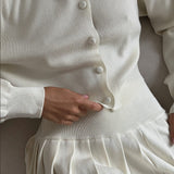 Ruffled Short Knit Cardigan Mini Skirt Two Piece Set