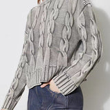 Vintage Cable Knit Off-Shoulder Sweater