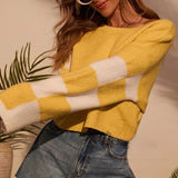 Colorblock Print Knit Sweater