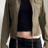 Vintage Drawstring Hem Street Jacket