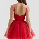 Chiffon Lace-up Backless Cocktail Dress