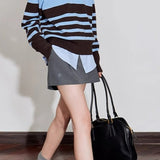 Color Block Striped Knit Sweater