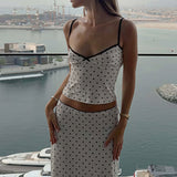 Sexy Polka Dot Cami Fitted Skirt Set