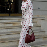 Polka Dot Print Flare Sleeve Maxi Dress