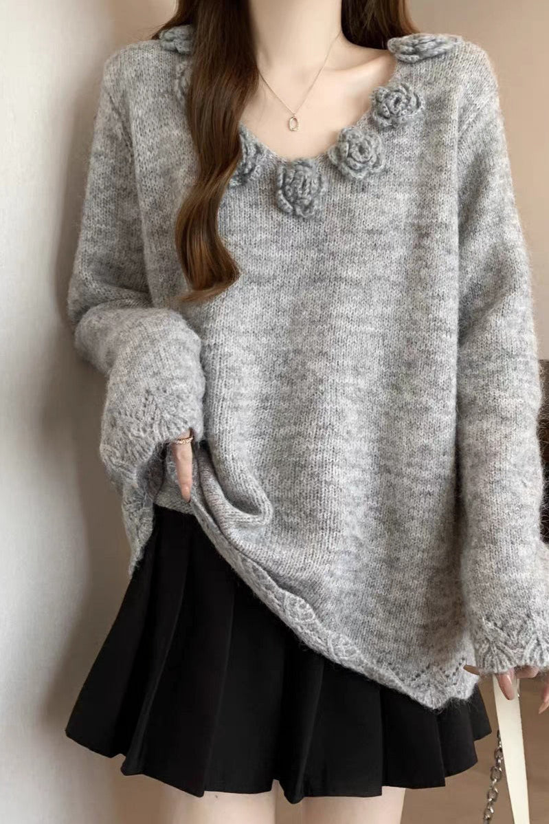 V-Neck Vintage Floral Sweater