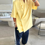 Yellow Lapel Short Sleeve Blazer