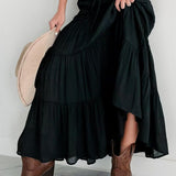 Boho Chic High Waisted Contrast Drawstring A Line Maxi Skirt