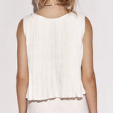Solid Ruffled Tie Linen Cotton Shirt Tank Top