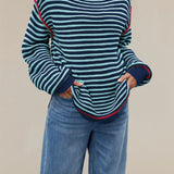 Striped Crew Neck Knit Sweater
