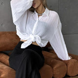 Solid Casual Chic Long Sleeve Blouse