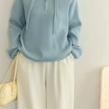 Drawstring Hooded Knit Sweater