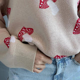 Mushroom Print Knit Sweater