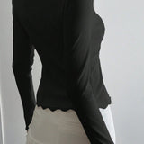 Lace Detail Long Sleeve Knit Top