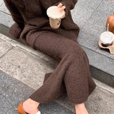 Lazy V-neck Knit Sweater Mermaid Skirt Two Piece Set