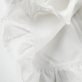 Lace Paneled Ruched Puff Sleeve Tie Blouse