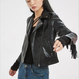 Faux Leather Tassel Biker Jacket